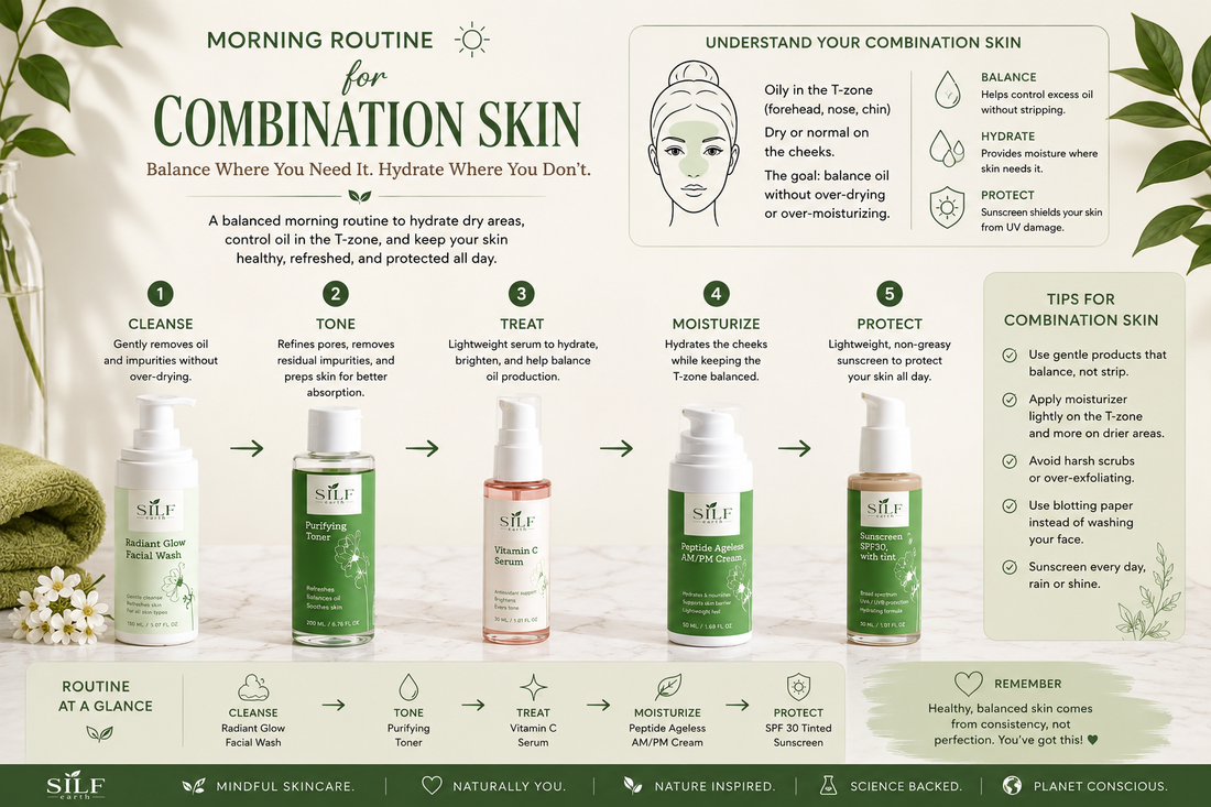 Morning Routine for Combination Skin | Balance Oil & Hydration Naturally
