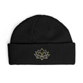 Lotus Serenity Embroidered Cuff Beanie