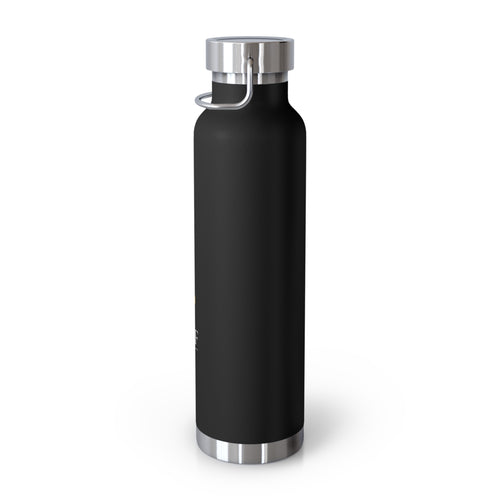 22oz Copper Vacuum Insulated Bottle — Sleek Matte Black Travel Thermos with SILF Fleur Logo