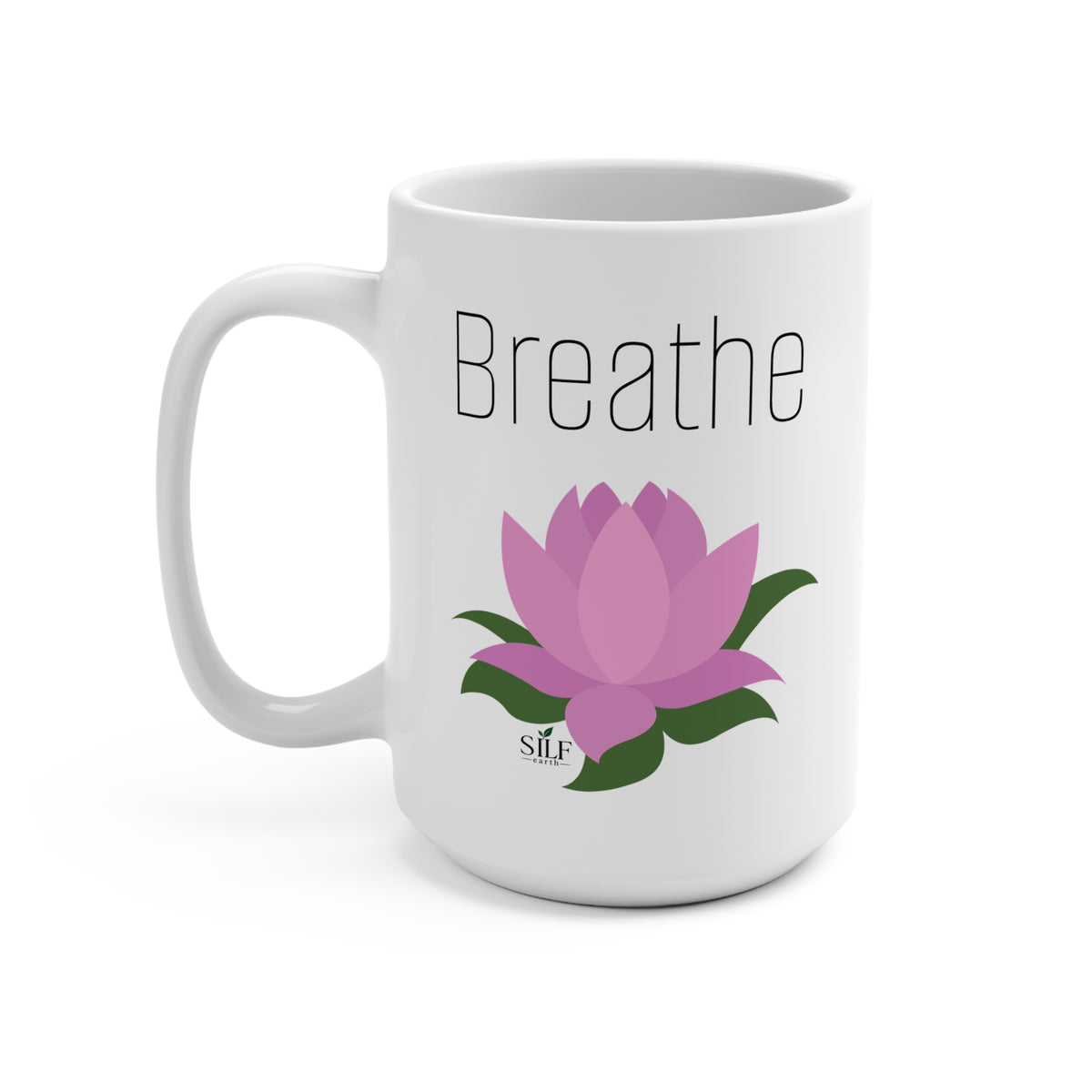 Breathe Lotus Ceramic Mug – 15 oz