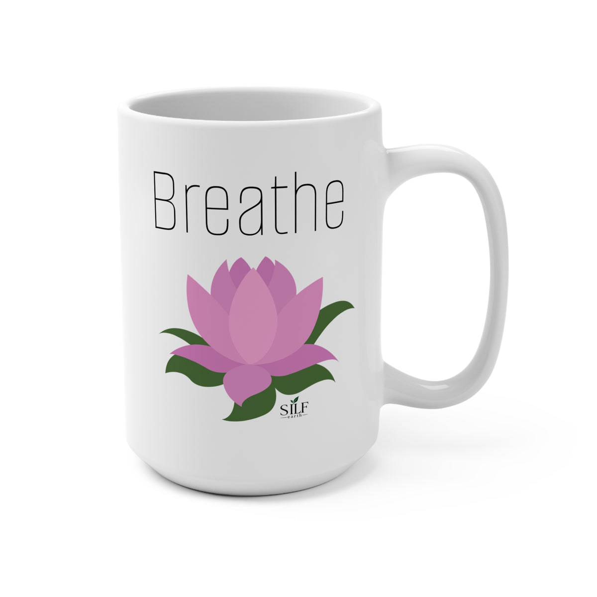 Breathe Lotus Ceramic Mug – 15 oz