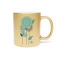 Gold Metallic Mug — Teal Mandala Floral Design