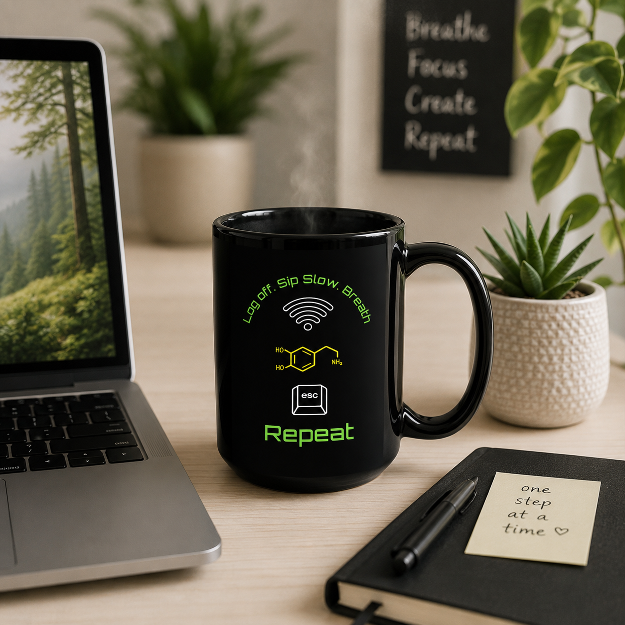Log Off. Sip Slow. Breathe Coffee Mug