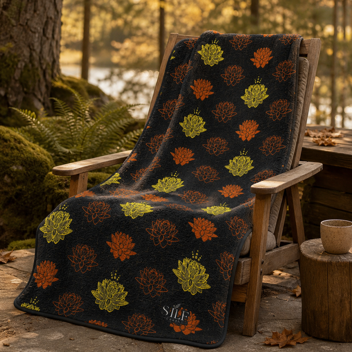Autumn Lotus Sherpa Blanket