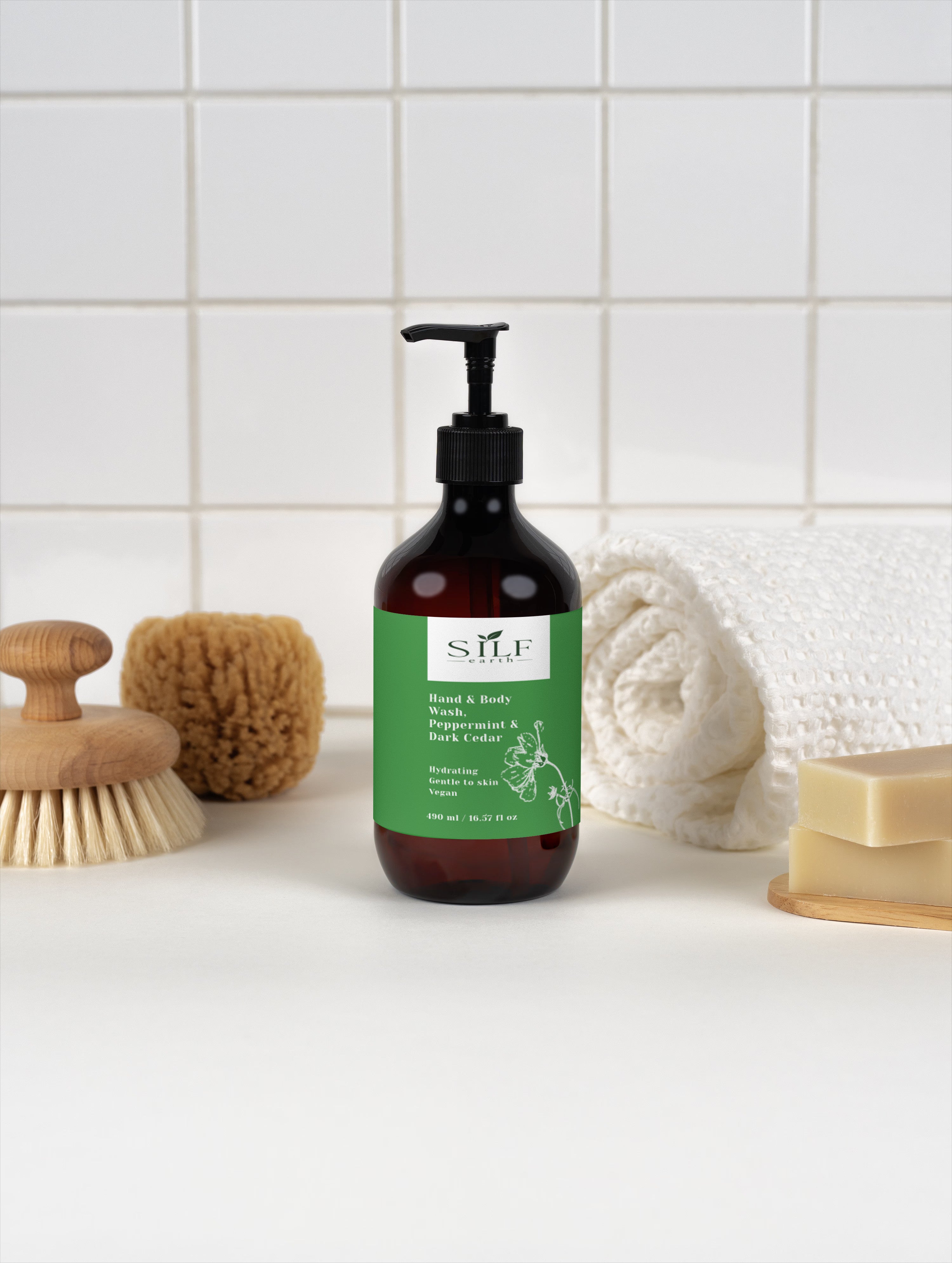 Hand & Body Wash, Mint & Dark Cedar